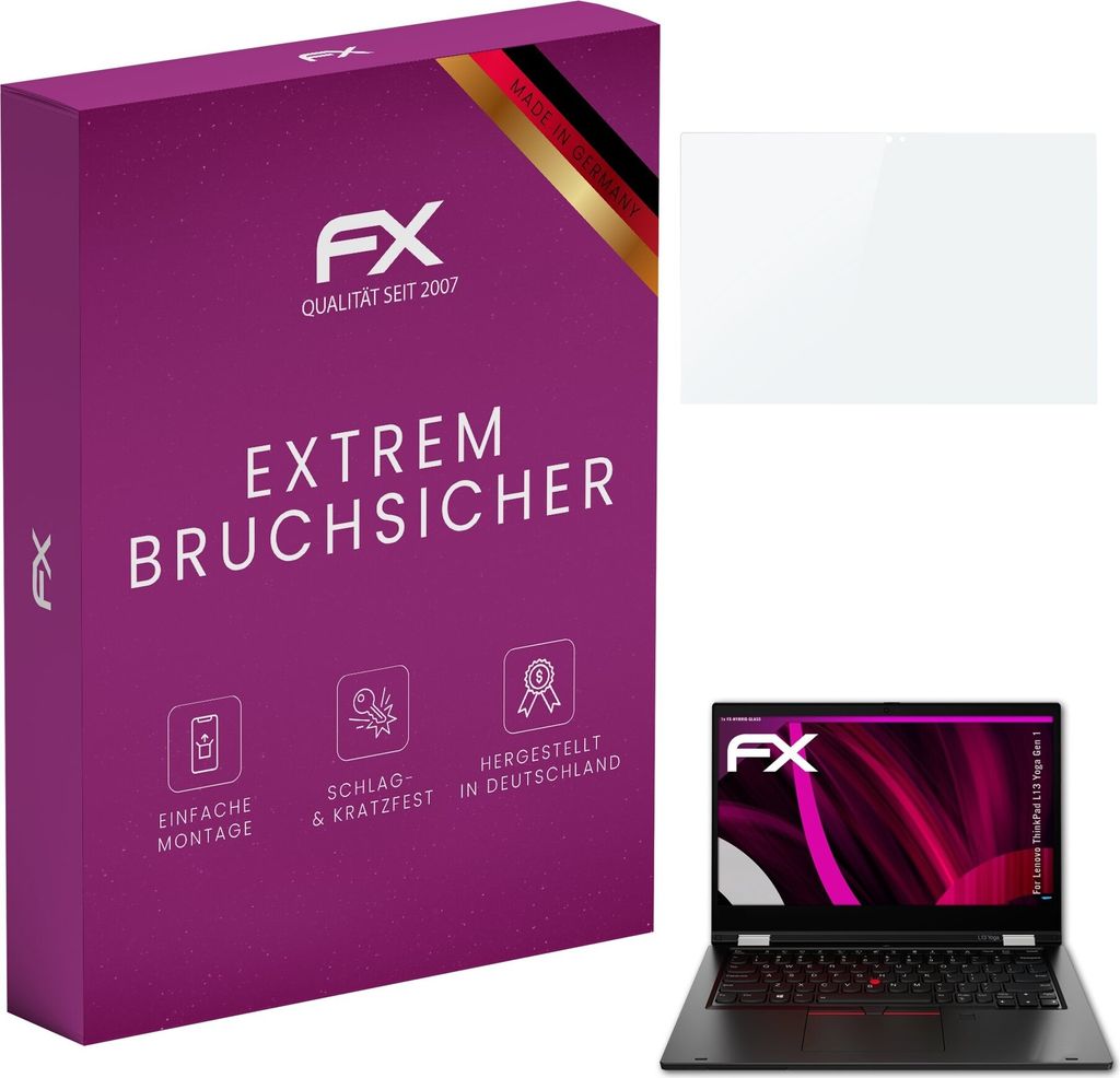atFoliX FX-Hybrid-Glass Displayfolie kompatibel mit Lenovo ThinkPad L13 Yoga (Gen 1) Glasfolie