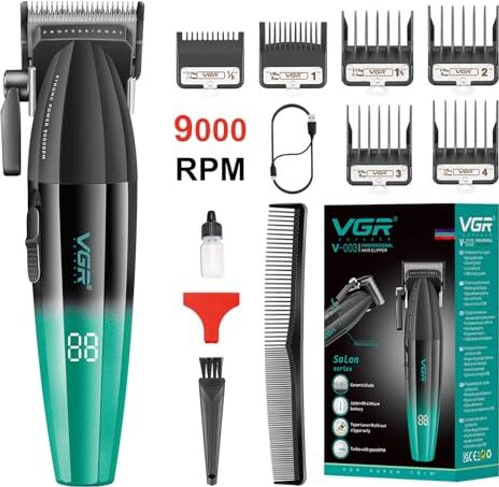 VGR 003 Frisch Fade Hair Clipper, professionelle Kabel-/drahtlose LED -Display für Schneidwerkzeuge, Geschenkmänner
