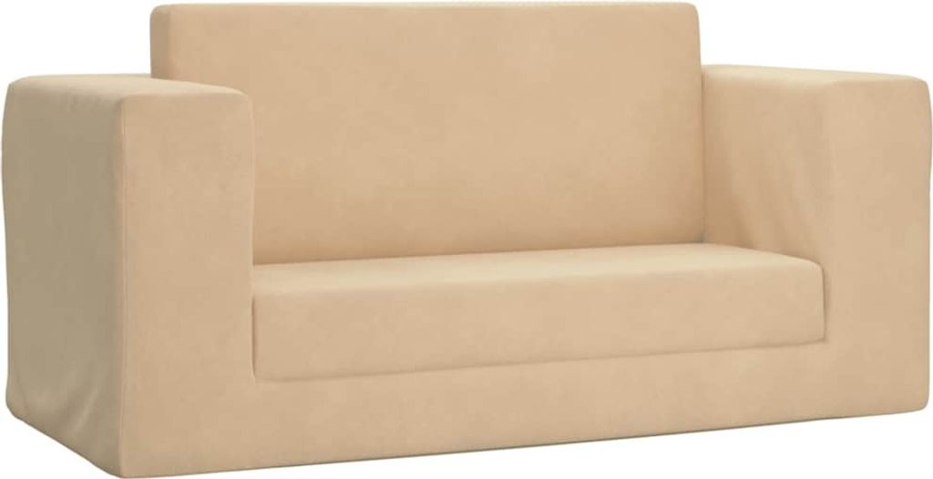 Kinder-Schlafsofa 2-Sitzer Creme Weicher Plüsch