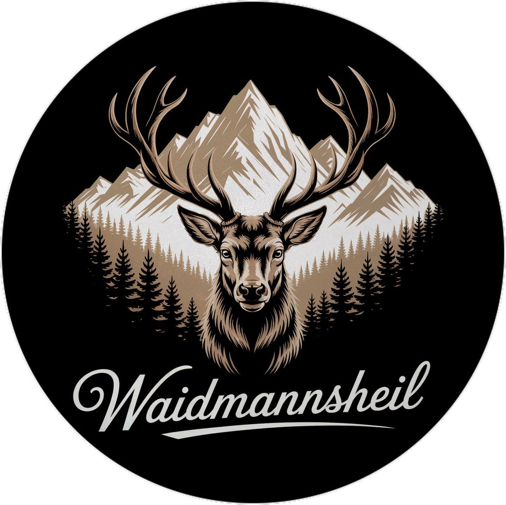 Hirsch vor Bergkulisse Waidmannsheil Magnet mit Flaschenöffner für Jäger