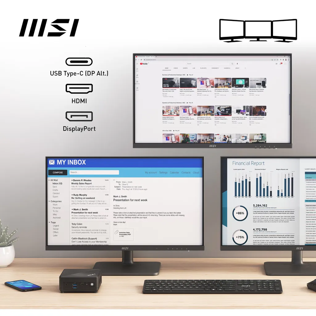 Mini PC barebone MSI Cubi N pour affichage dynamique et petit bureau - 4