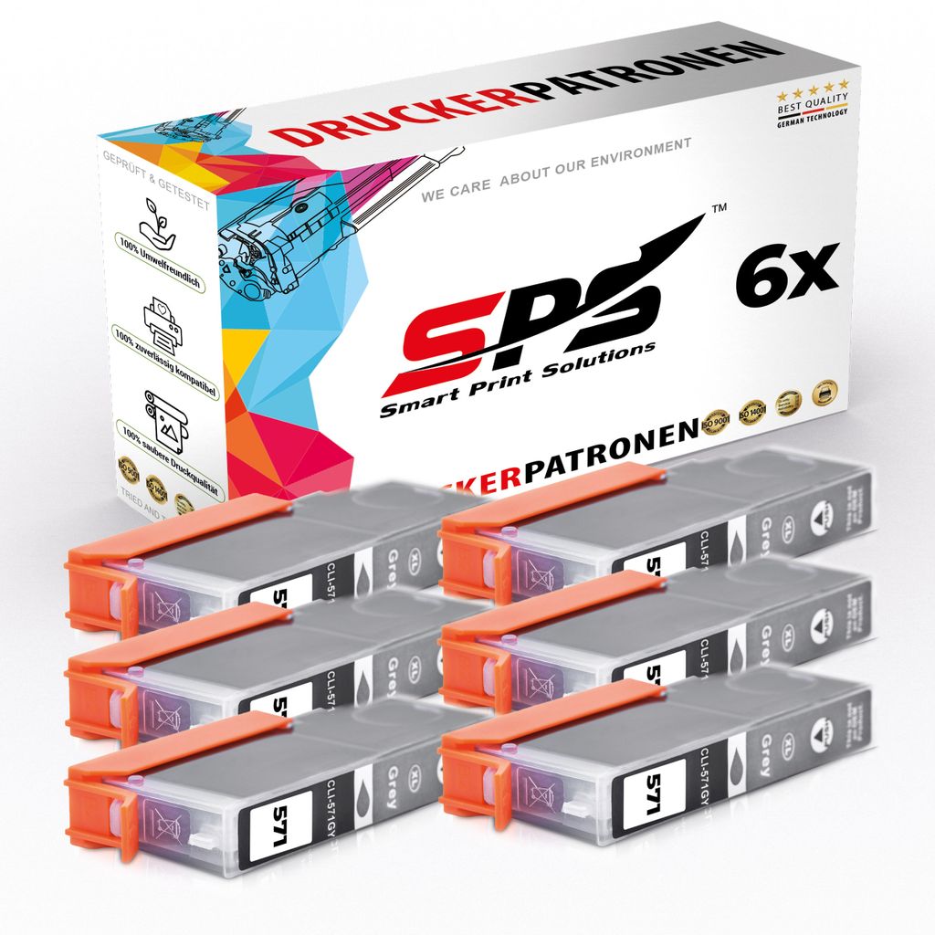 6x Kompatibel Canon 0335C004 CLI571GYXL Druckerpatronen Grau für Canon Pixma MG7753