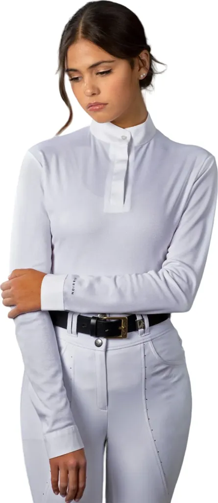 Haut de concours équitation femme manches longues Aubrion Blanc T42