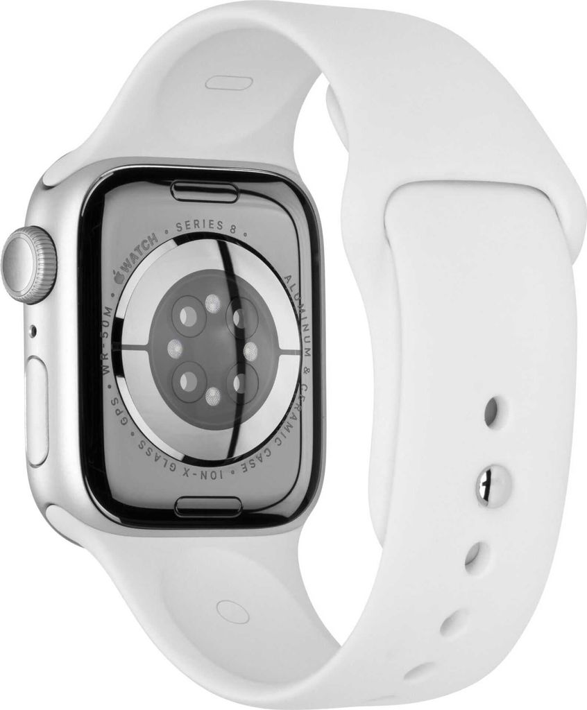Apple Watch 8 GPS 45mm Alu Silver/White Sport Band Produktbild 9