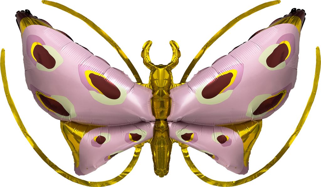 Oblique Unique Folien Luftballon Schmetterling Flügel XXL Ballon zum Umbinden für Kinder Geburtstag Fasching Karneval - rosa gold