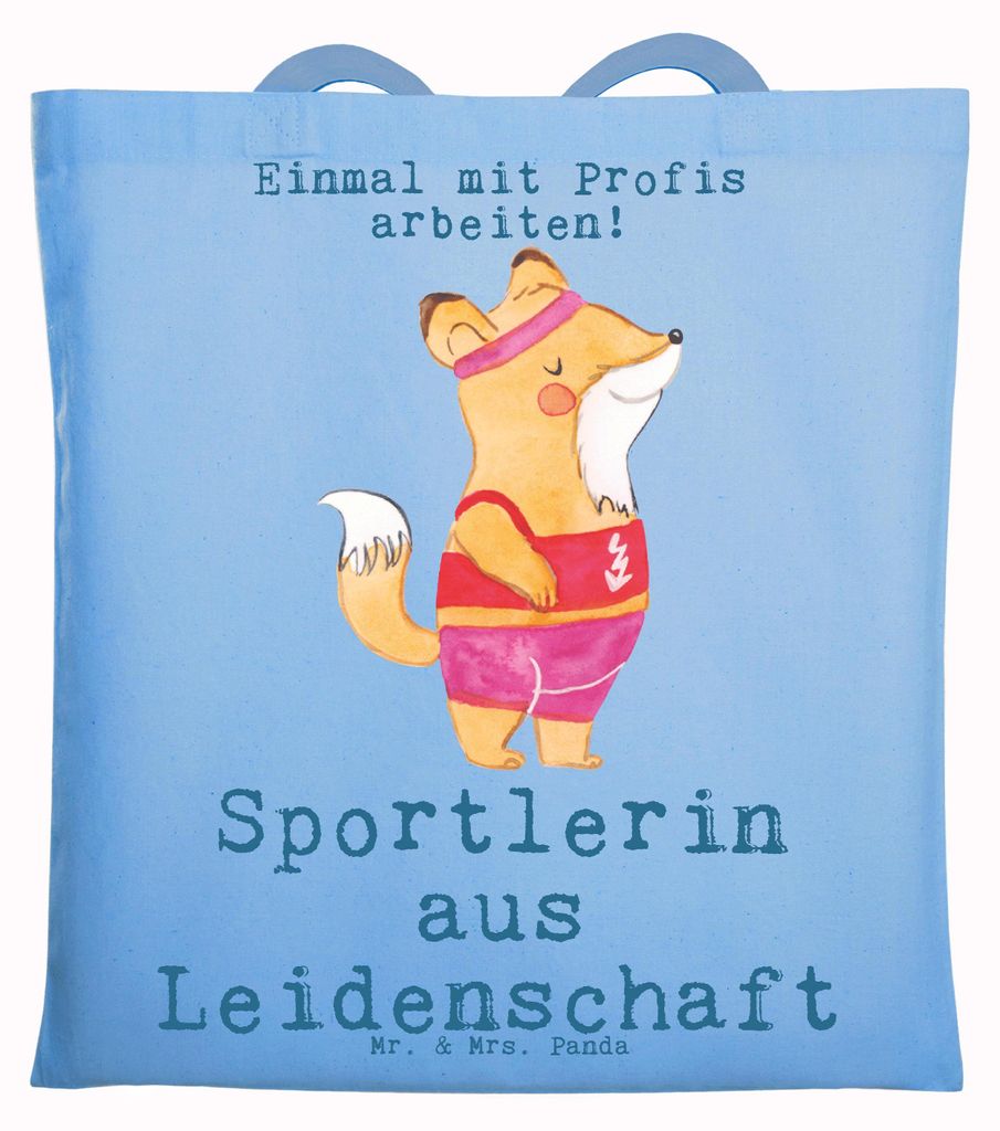 Mr. & Mrs. Panda Einkaufstasche Sportlerin Leidenschaft - Sky Blue - Geschenk, Laptoptasche, Shopping Tasche, Einkaufstüte, Schultasche, Tote Bag