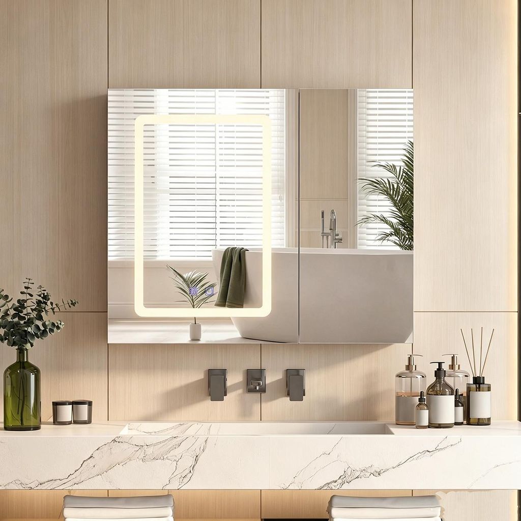INONEFT Spiegelschrank Bad LED mit 3-Farben-Beleuchtung und Produktbild 