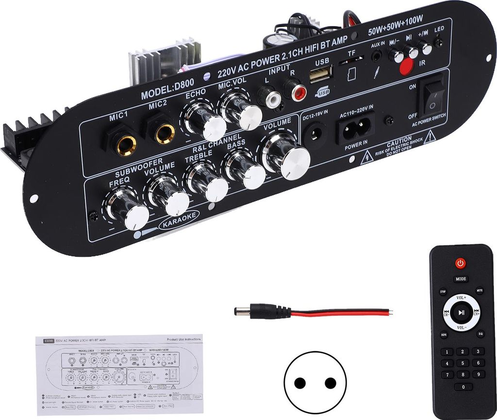 2.1 Kanal Bluetooth Verstärker Board 50Wx2 100W Subwoofer HIFI Digital Power Amp mit Bluetooth 5.0 AUX MIC USB TF Card Mehrere Eingänge Überspan...