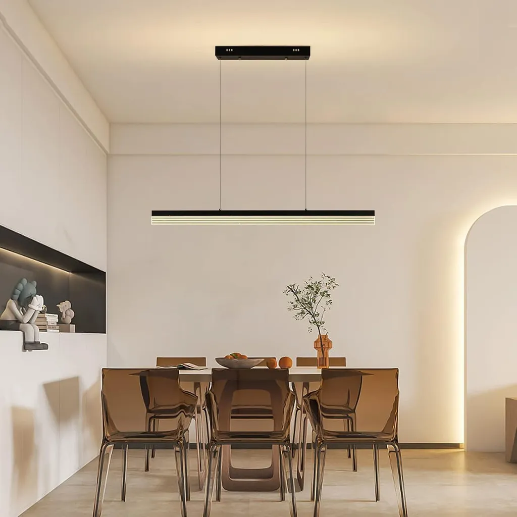 Suspension LED Cuisine et Salon 90 cm Noir pour Éclairage Ajustable