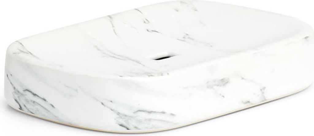Zeller Seifenschale "Marmor", Keramik, weiß, 13 x 9 x 2,4 cm