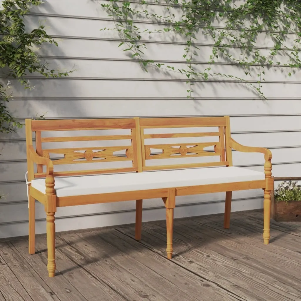 Banc Batavia avec coussin 150 cm en bois massif de teck Living Store