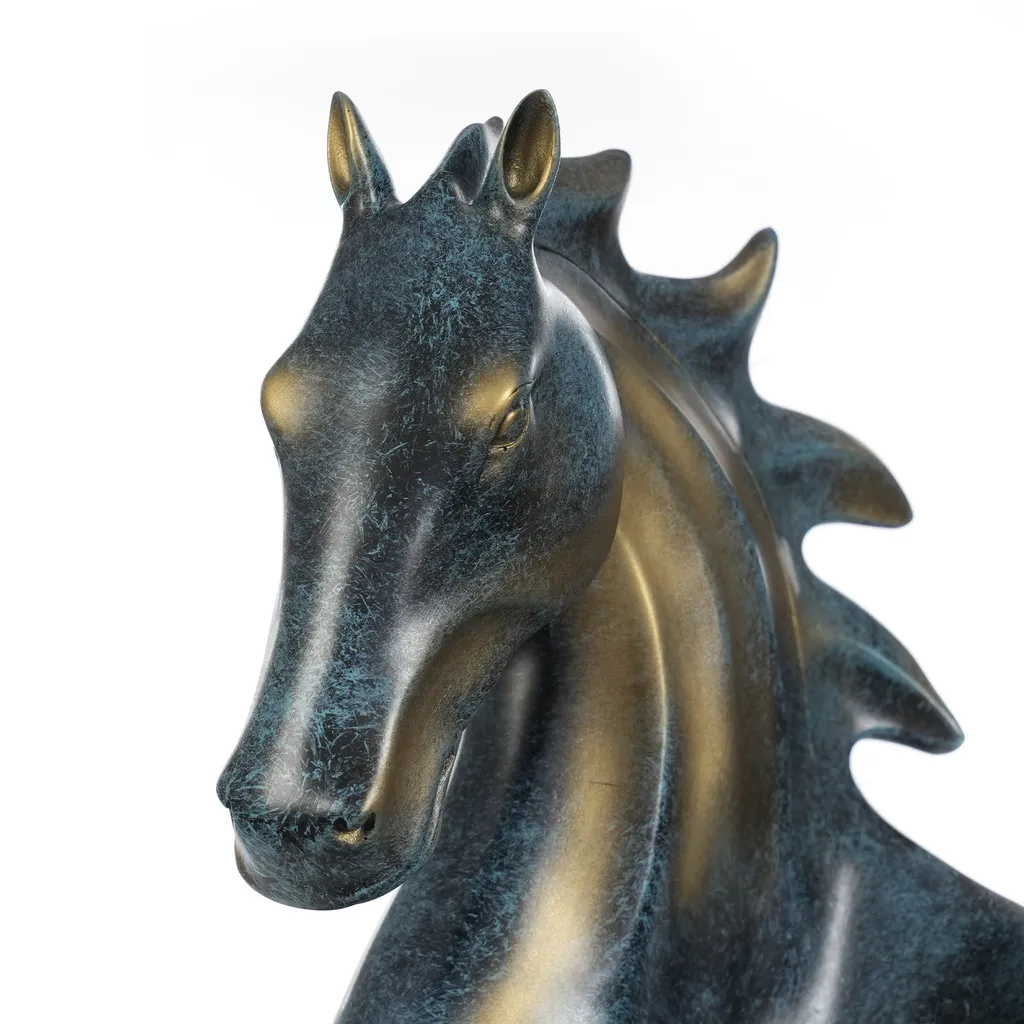 Casier à vin statue cheval décorative, support bouteille cuisine bleu or - 7