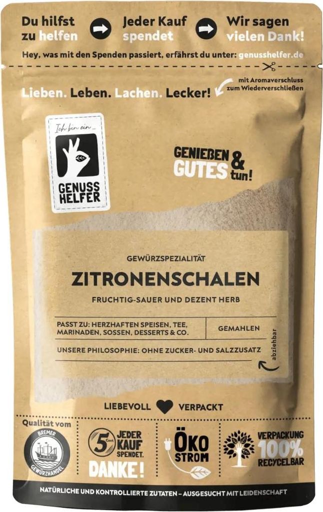 Zitronenschalen, gemahlen, Zitronenpulver, 3 x 50g Produktbild 