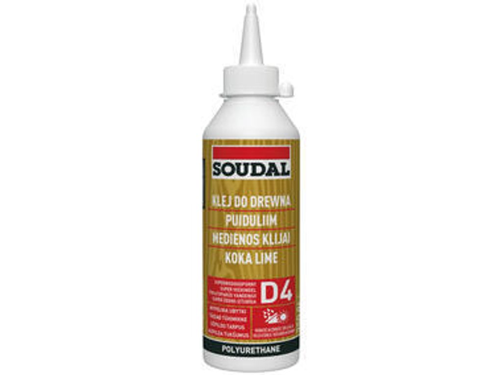 A bottle of wood glue on a white background.