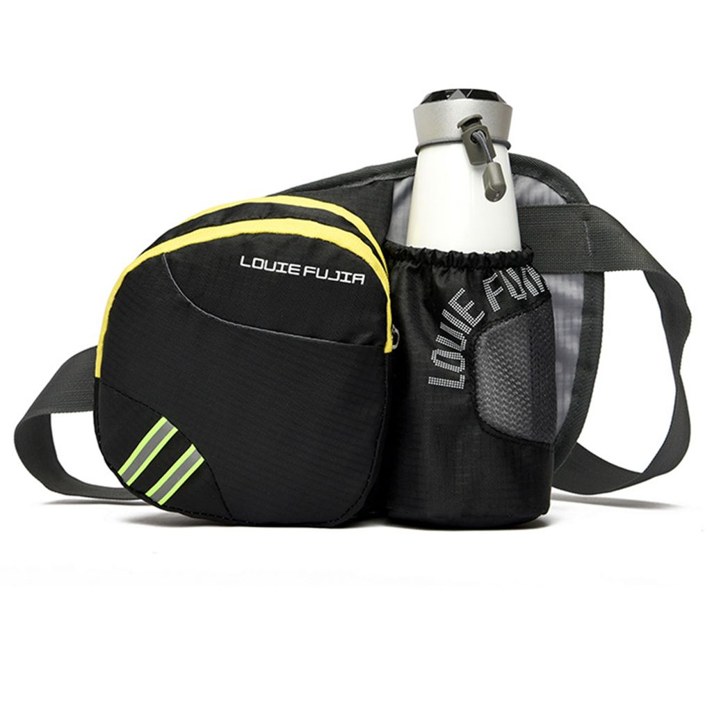 Bauchtaschen, Bauchtasche, Gürteltasche, Sport Hüfttasche mit Flaschenhalter, wasserabweisend, 27 cm x 8 cm, Damen und Herren, Schwarz, für Radf...