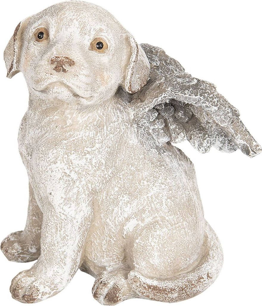 Clayre & Eef Dekoration Hund mit Flügeln grau 16x13x20 cm