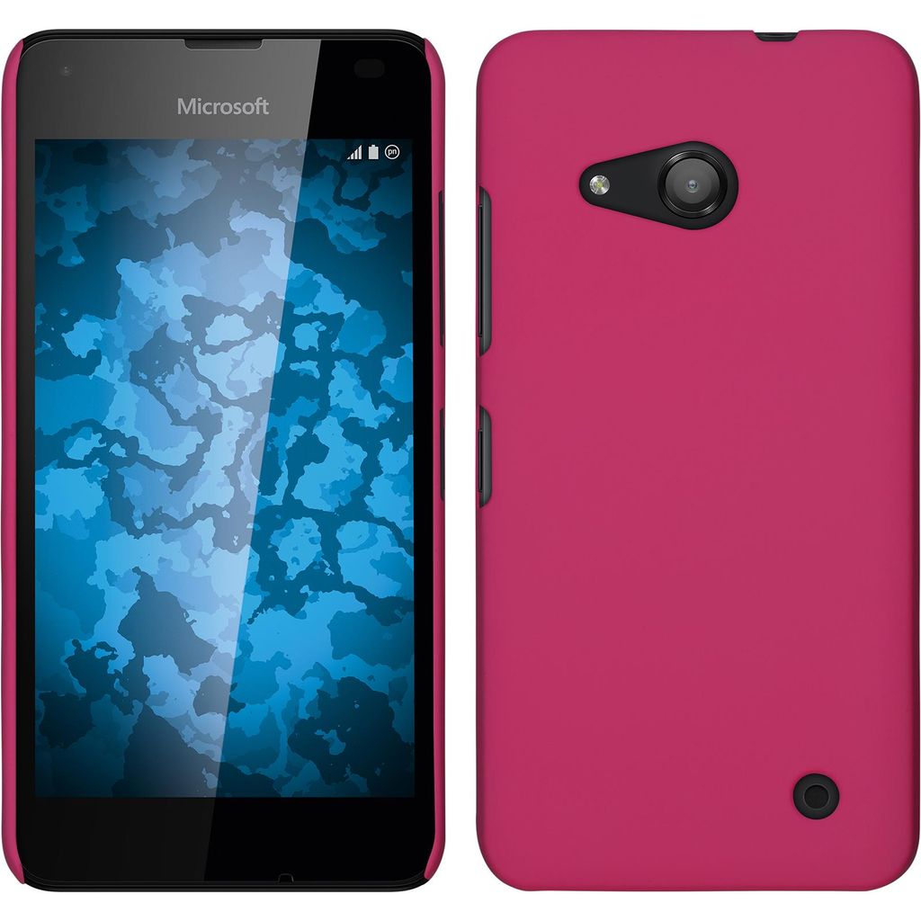 PhoneNatic Case kompatibel mit Microsoft Lumia 550 - Hülle pink gummiert Hard-case + 2 Schutzfolien