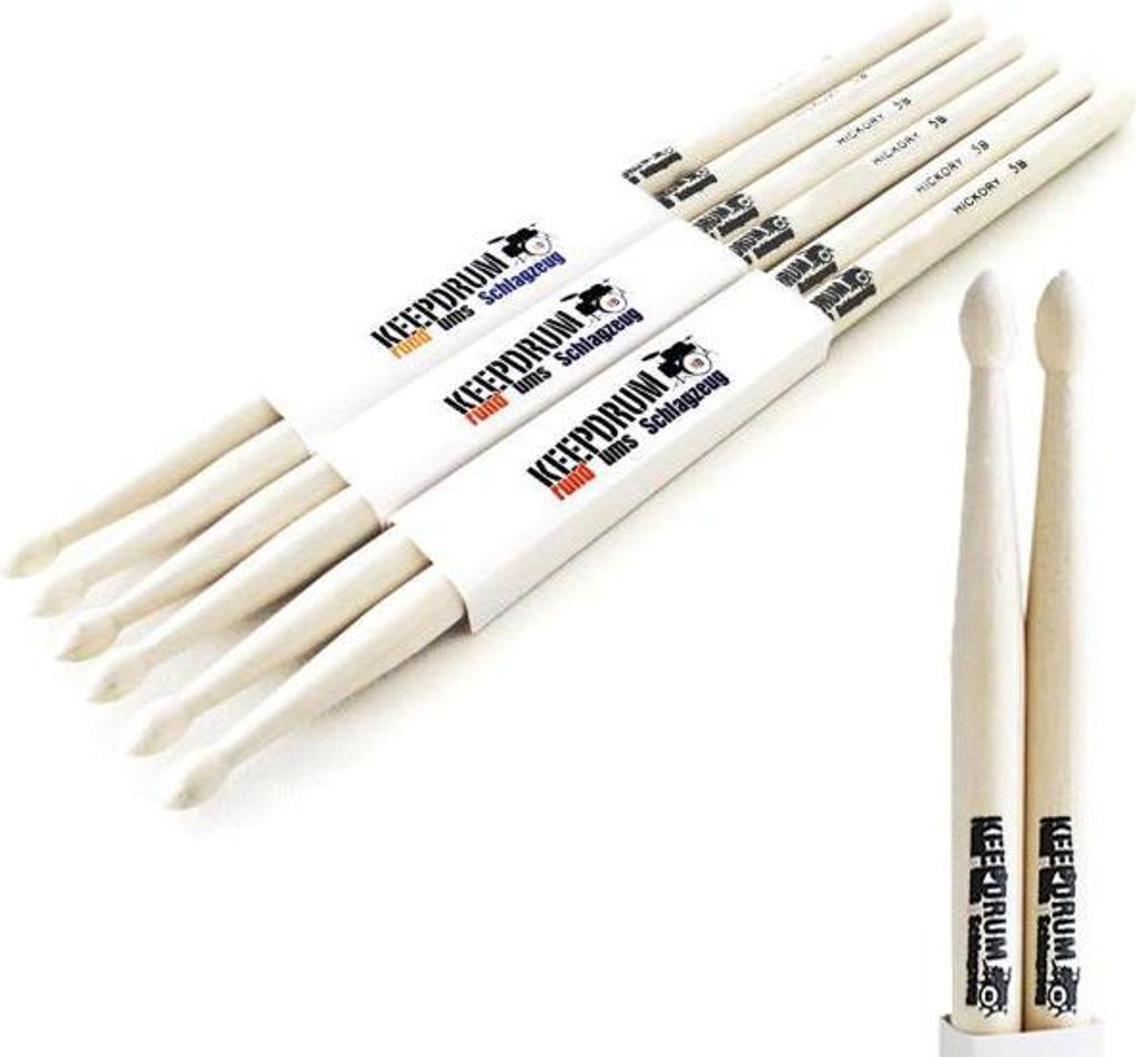 keepdrum 5B Hickory Schlagzeugstöcke 3 Paar