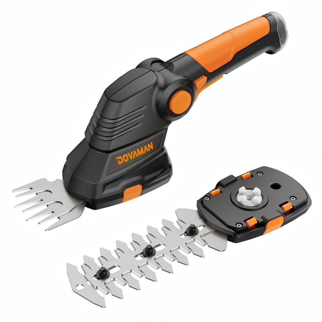 DOVAMAN 7,2V Akku-Grasschere mit DREI-Positionen-Griff, 80 Min. Schnellladung, 1500mAh