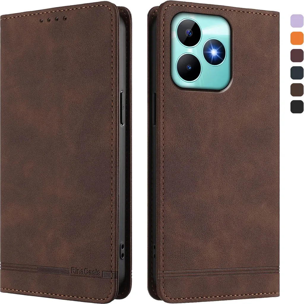 Custodia Viaggio Realme Note 50 / C53 Marrone - Portafoglio e Stand