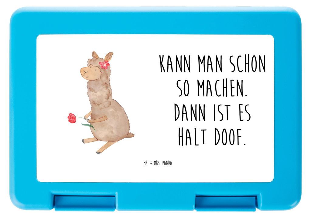 Mr. & Mrs. Panda Snackbox Alpaka Blume - Weiß - Geschenk, Lama, Bento Box, Spruch, Lunchbox, Essensbox, Frischhaltedose, Bentobox, Lamas, Jausenbox