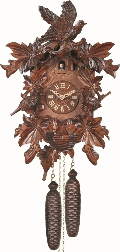 Horloge Coucou Murale en Bois de Noyer 43 cm - Décoration Traditionnelle