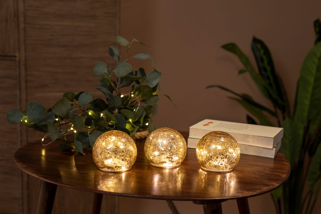 Newgarden Weihnachts-Tischleuchte I Tischlampe I Lampe I Leuchte Gold I Messing 10cm inkl. LED 3er-Set - Lua I Wohnzimmer I Schlafzimmer