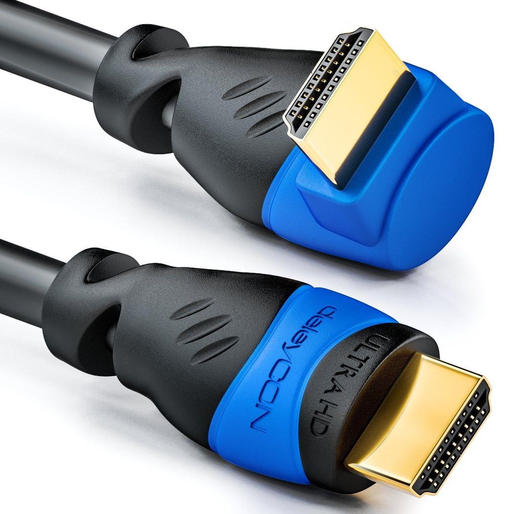 deleyCON 1m HDMI 90° Winkel Kabel UHD 4K HDR eARC - Schwarz Produktbild 