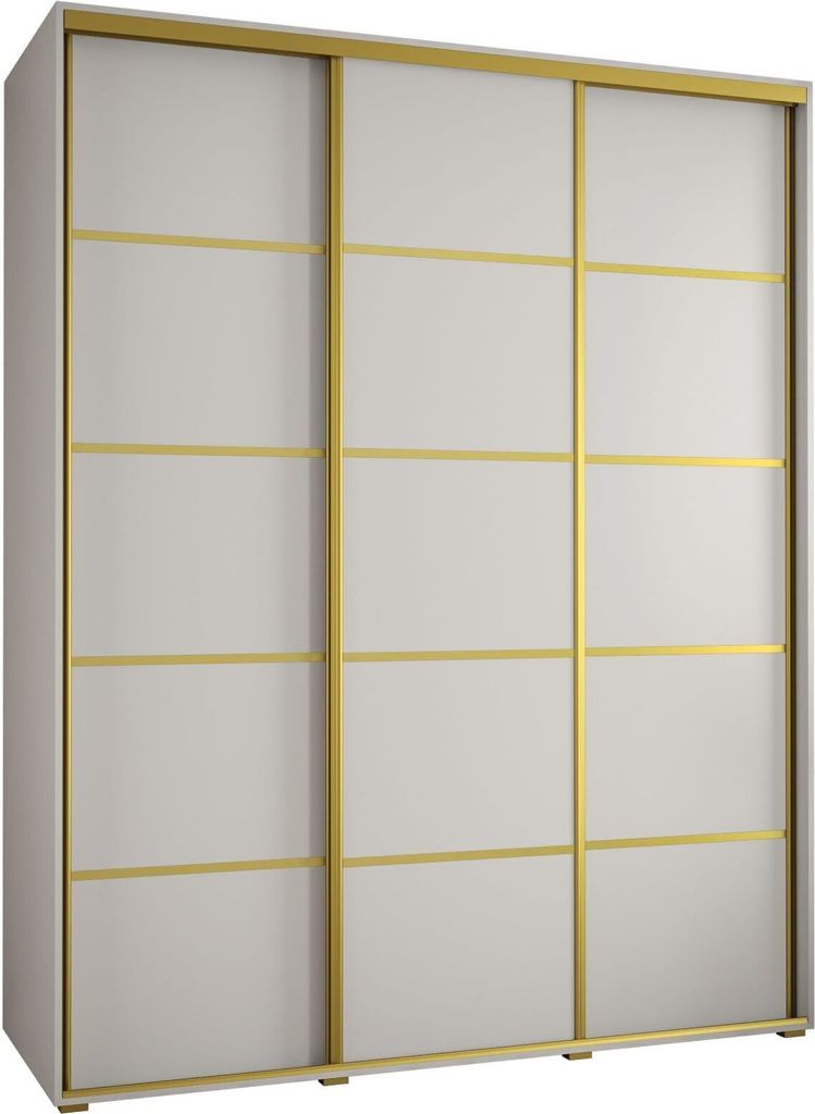 MEBLE KRYSPOL Davos 4 Schrank, drei Türen - 235,2x190x60 cm - Weiß Weiß Gold