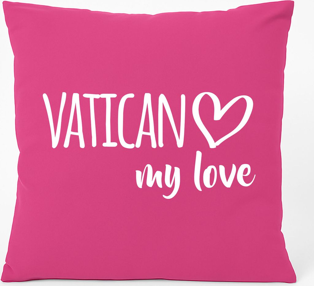 Huuraa Kissen Vatican my love 40x40cm mit Füllung Fuchsia Baumwolle Dekokissen Geschenkidee