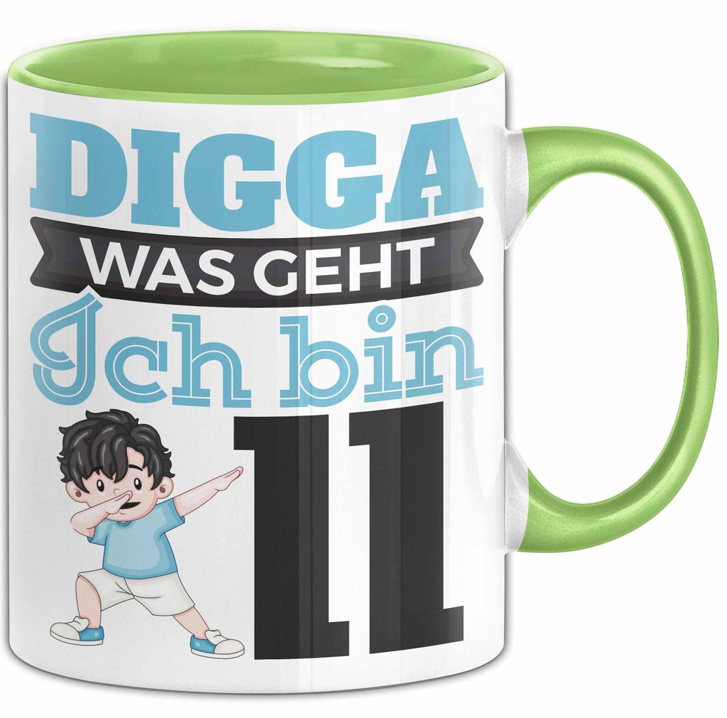 Digga Ich Bin 11 Tasse Jungs Geschenk 11. Geburtstag Lustig (Grün)