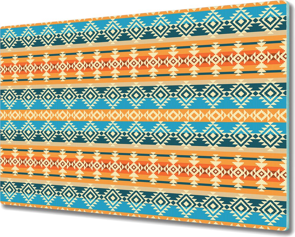 Glas-Herdabdeckplatte Glaskeramikkochfeld-Abdeckung Spritzschutz - 80x52 cm - Navajo Stil