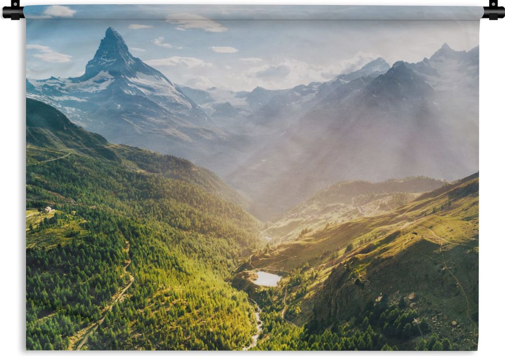 MuchoWow Wandteppich Wandbehang Berge - Pflanzen - Landschaft 60x45 cm Tapisserie Dekoration Wandtuch - Das Schlafzimmer