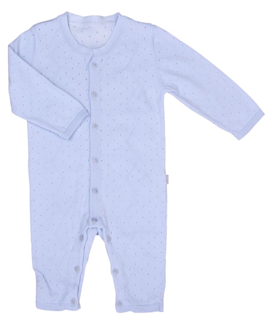 Baby-Strampler gestrickt Baumwolle T - 9-12M - 74 CM - Blau | by Kitikate