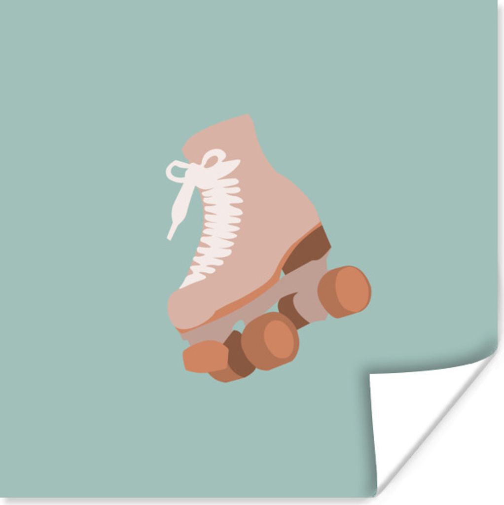 MuchoWow Poster Sommer - Rollschuh - Pastell 75x75 cm - Wand Dekoration