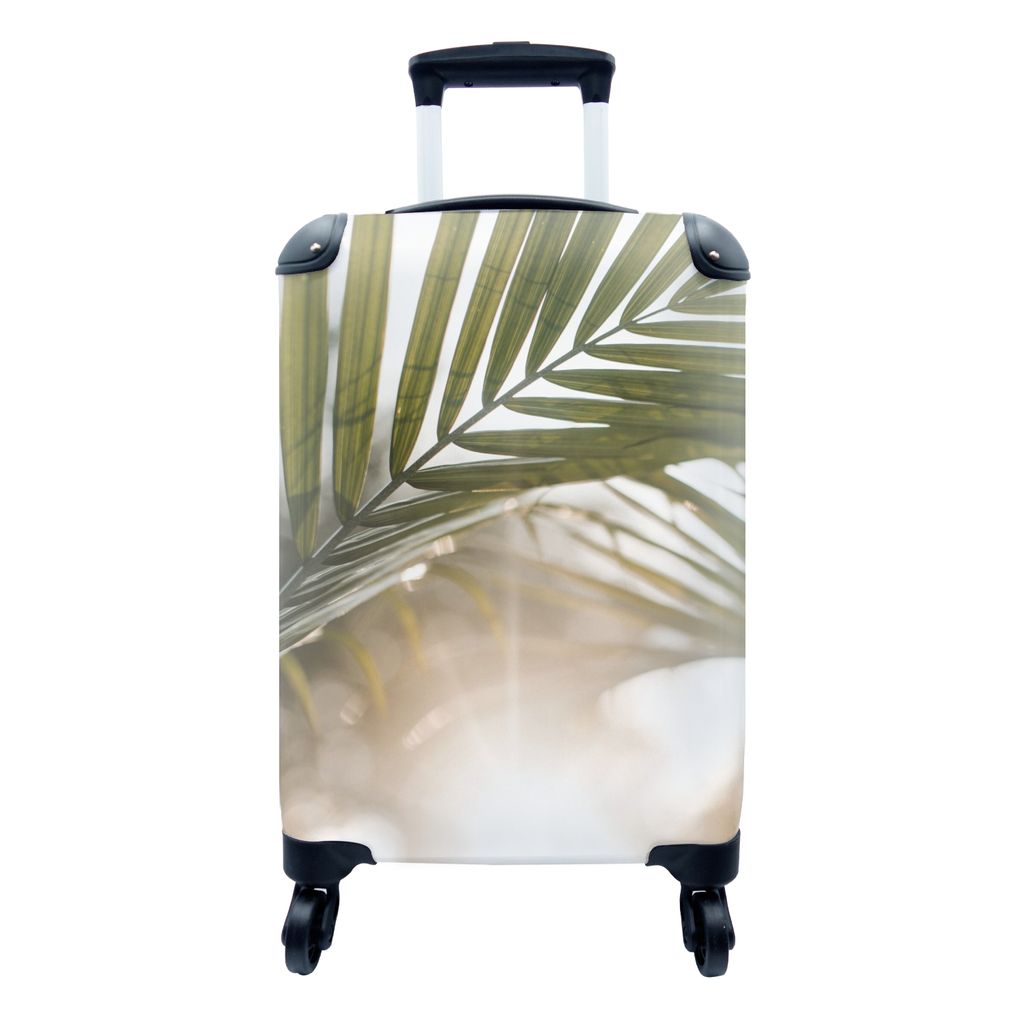 MuchoWow Koffer Handgepäck Trolley Rollkoffer Kleine Reisekoffer mit 4 Rollen - Palme - Palmenblatt - Sonne - Sommer - Cabin Size < 55x40x23 cm ...