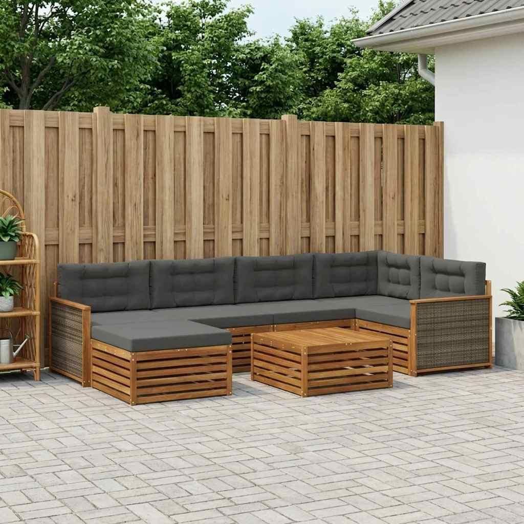 Möbel Outdoor-Sofagarnitur mit Kissen 7 pcs Natur und AnthrazitGartensofas - Gartensofas c1387