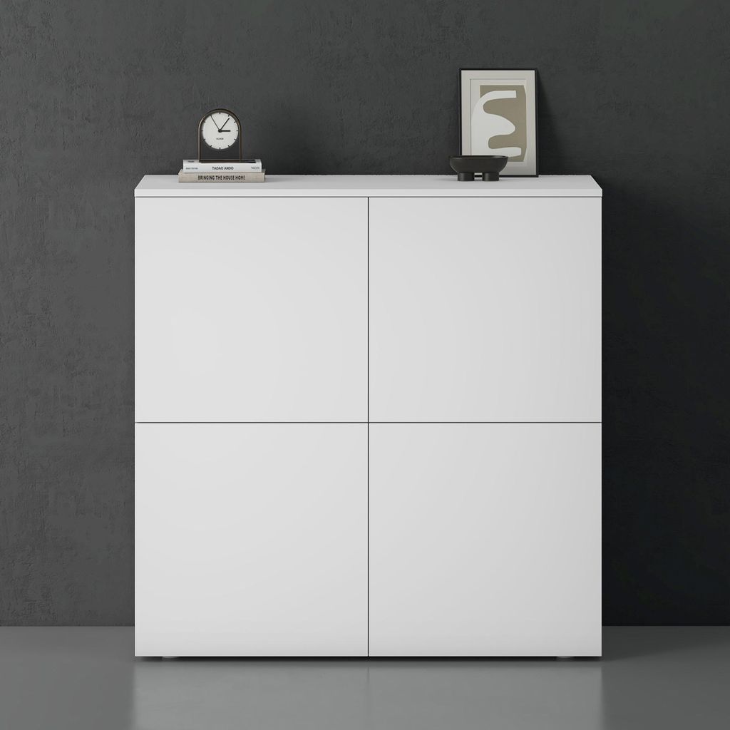 doporro Buffet Commode 100cm Meuble de Rangement Blanc Mat Image du produit 