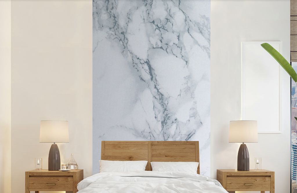 MuchoWow Fototapete für Wohnzimmer oder Schlafzimmer Wandtapete Vinyl Motivtapete Marmor - Muster - Gus - Weiß - Marmoroptik - Luxus - 120x240 ...