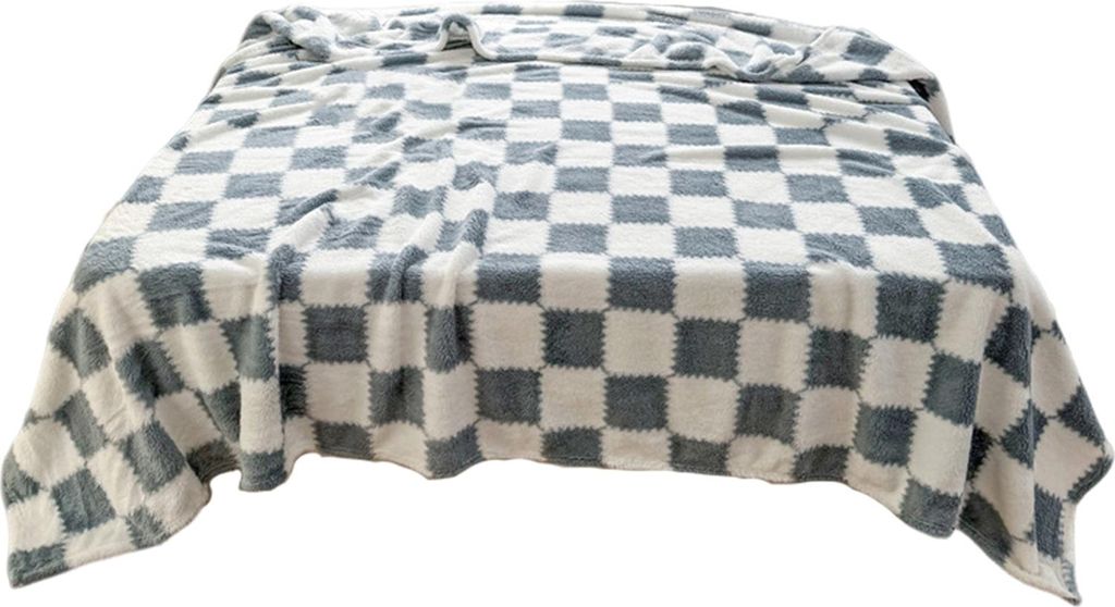 Plüschdecke mit Schachbrettmuster, atmungsaktive, flauschige Decke, karierte Bettdecke für alle Jahreszeiten, für Zuhause, Büro und Reisen