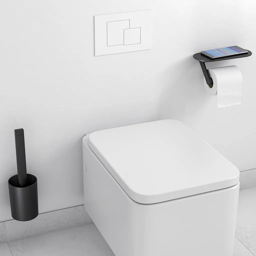 Accessoires de toilette noir mat résistants - Set de 2 pièces design