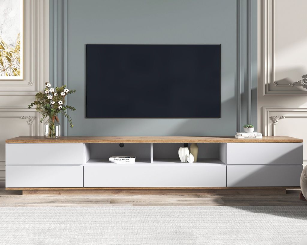 Lowboard moderner TV-Schrank in weißer Ausführung (für Produktbild 2