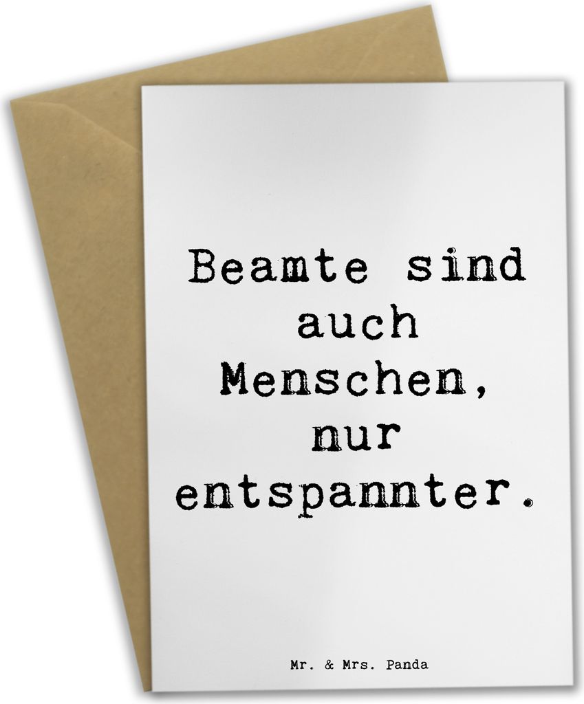 Mr. & Mrs. Panda Grußkarte Spruch Beamtin Entspannt - Weiß - Geschenk, Menschen, Beileidskarte, personalisierte Geschenke, Beruf, Gelassenheit, V...