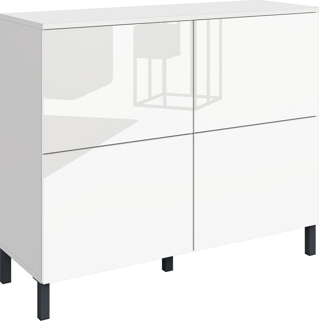 Kommode "Haama" 4-türig, weiß-glänzend Produktbild 