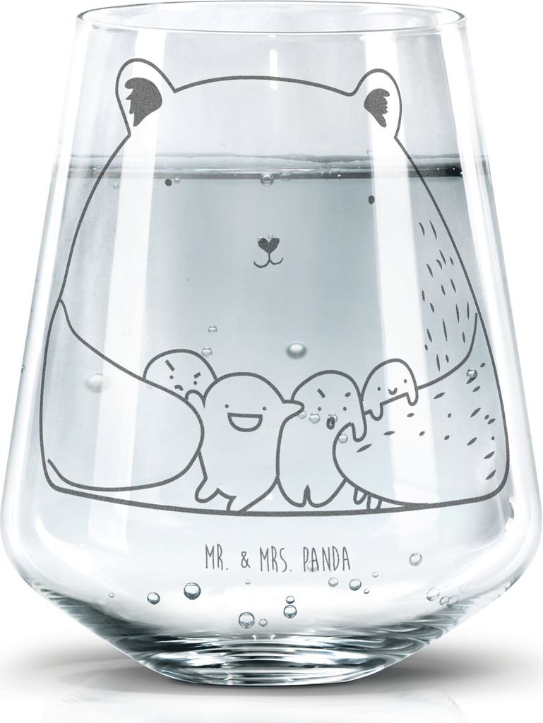 Mr. & Mrs. Panda Trinkgefäß Bär Gefühl - Transparent - Geschenk, Limonadenglas, Durchgedreht, Becherglas, Glas, Wahnsinn, Wasserglas, Verrückt...