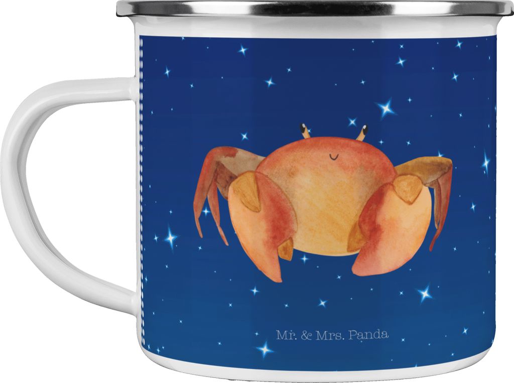 Mr. & Mrs. Panda Teetasse Sternzeichen Krebs - Sternenhimmel Blau - Geschenk, Meer, Blechtasse, Meerestier, Geburtstag Juni, becher emaille, Pott, ...
