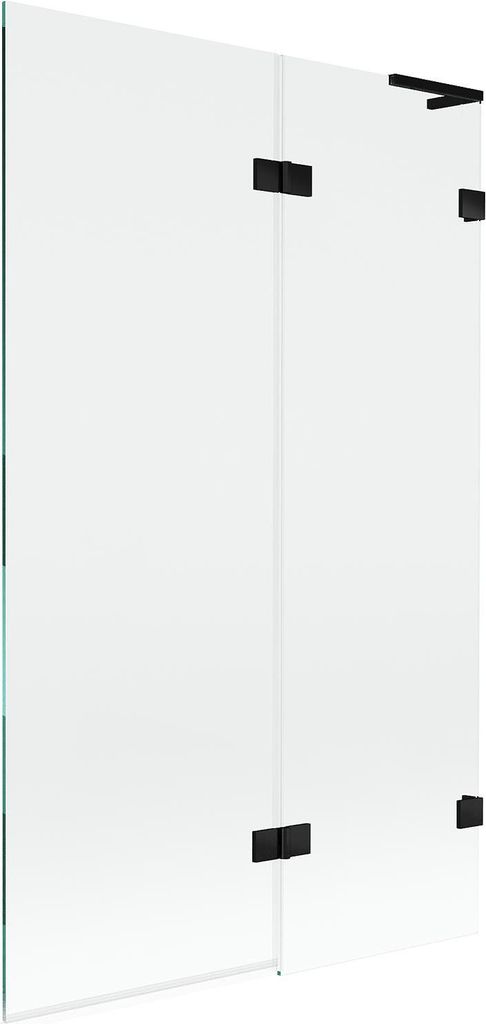 Mexen Lunar L Badewannenfaltwand 2-teilig rechts 110 x 150 cm, transparent, schwarz - 897L-110-100-70-00-P