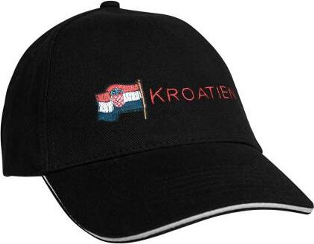 Baseballcap mit Einstickung Kroatien 68072 versch. Farben Color - schwarz