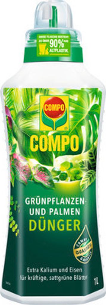 Grünpflanzendünger und Palmendünger COMPO mit extra Kalium und Eisen 1L Flüssigdünger