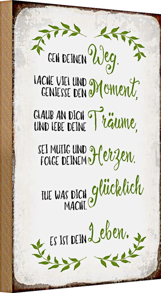 Holzschild Spruch 20x30cm geh deinen Weg lache viel Produktbild 